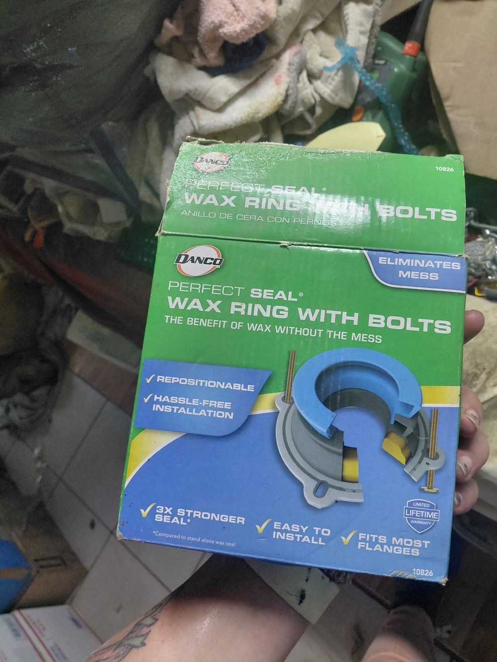 Danco Perfect Seal Toilet Wax Ring with Bolts (Model 10826X),